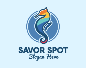 Colorful Seahorse Aquarium logo design