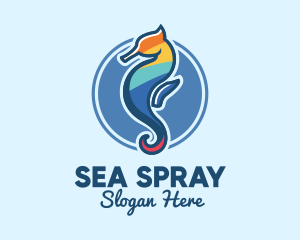 Colorful Seahorse Aquarium logo design