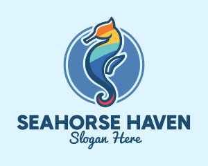 Colorful Seahorse Aquarium logo design