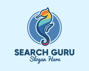 Colorful Seahorse Aquarium logo design