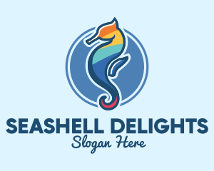 Colorful Seahorse Aquarium logo design