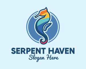 Colorful Seahorse Aquarium logo design