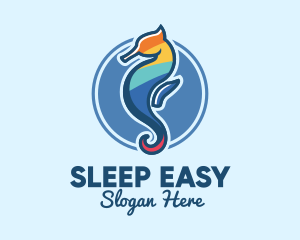 Colorful Seahorse Aquarium logo design