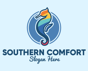 Colorful Seahorse Aquarium logo design