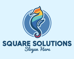 Colorful Seahorse Aquarium logo design