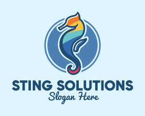 Colorful Seahorse Aquarium logo design