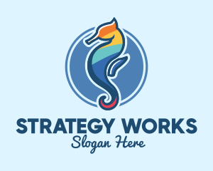 Colorful Seahorse Aquarium logo design