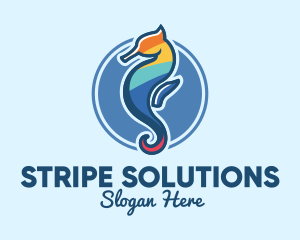 Colorful Seahorse Aquarium logo design