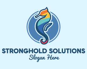 Colorful Seahorse Aquarium logo design