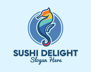 Colorful Seahorse Aquarium logo design