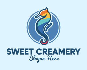 Colorful Seahorse Aquarium logo design