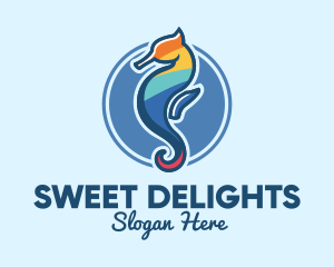 Colorful Seahorse Aquarium logo design