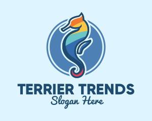 Colorful Seahorse Aquarium logo design