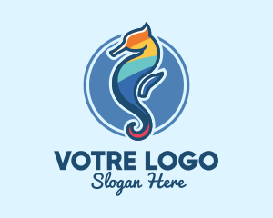 Colorful Seahorse Aquarium logo design