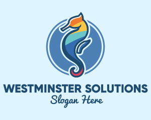 Colorful Seahorse Aquarium logo design