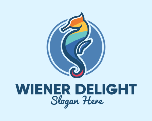 Colorful Seahorse Aquarium logo design