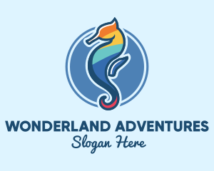 Colorful Seahorse Aquarium logo design