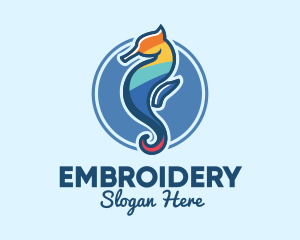 Colorful Seahorse Aquarium logo design