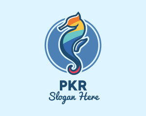 Colorful Seahorse Aquarium logo design