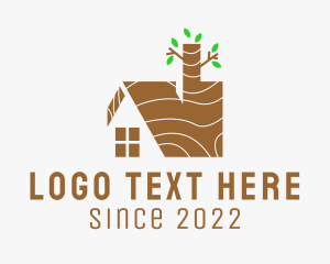 Tree - Wood Cabin Real Estate logo design