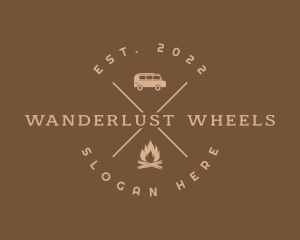 Campervan - Campfire Adventure Trip logo design