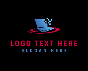 Information Technology - Laptop Pixel Technology logo design