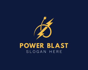 Electric Socket Lightning Bolt logo design