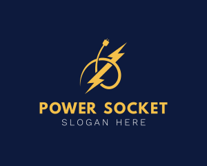 Socket - Electric Socket Lightning Bolt logo design