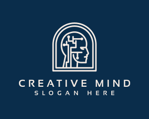 Id - Digital Mind Technology Head logo design