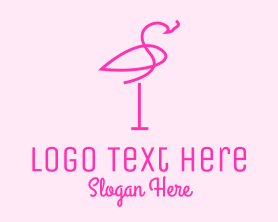 Bird - Pink Flamingo Bird logo design