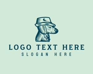 Canine - Vintage Dog Fedora logo design