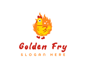 Fiery Chicken Rooster logo design