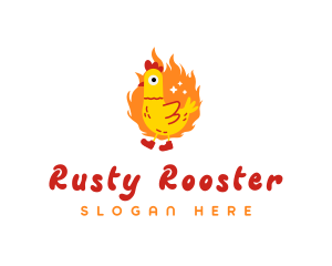 Fiery Chicken Rooster logo design