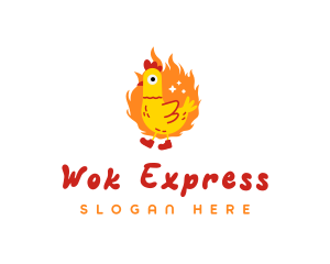 Fiery Chicken Rooster logo design