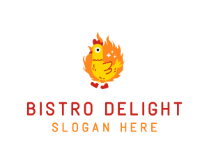 Fiery Chicken Rooster logo design