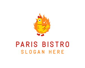 Fiery Chicken Rooster logo design