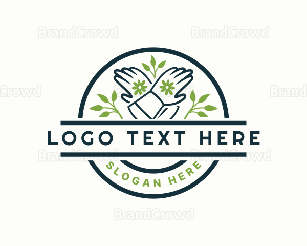 Floral Garden Gloves Landscaping Logo