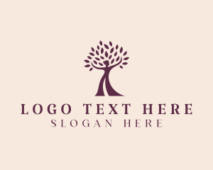 Leaves - Yoga Woman Tree logo design