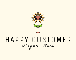 Happy Sunflower Cartoon logo design