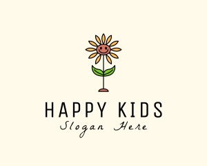 Happy Sunflower Cartoon logo design