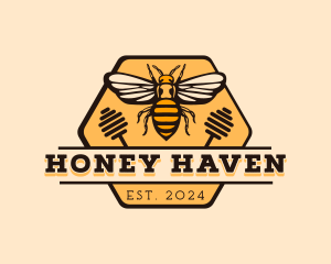 Apiculture - Hexagon Bee Emblem logo design