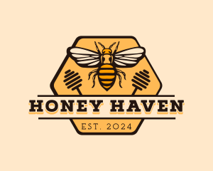 Hexagon Bee Emblem logo design