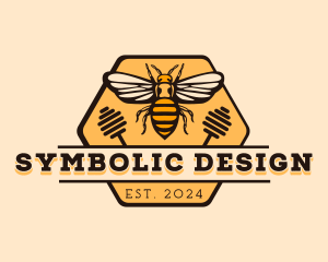 Emblem - Hexagon Bee Emblem logo design