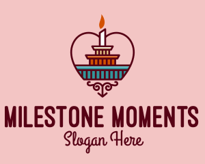 Anniversary - Anniversary Cake Heart Candle logo design