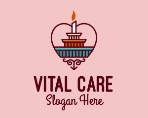 Cake Shop - Anniversary Cake Heart Candle logo design