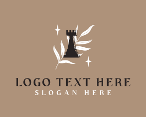 Leaf - Elegant Chess Rook logo design