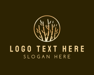 Tree - Metallic Golden Bamboo logo design