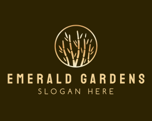 Metallic Golden Bamboo logo design