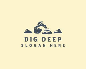 Excavate - Mountain Digging Excavator logo design