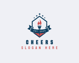 United States - Hexagon Banner Torch America logo design